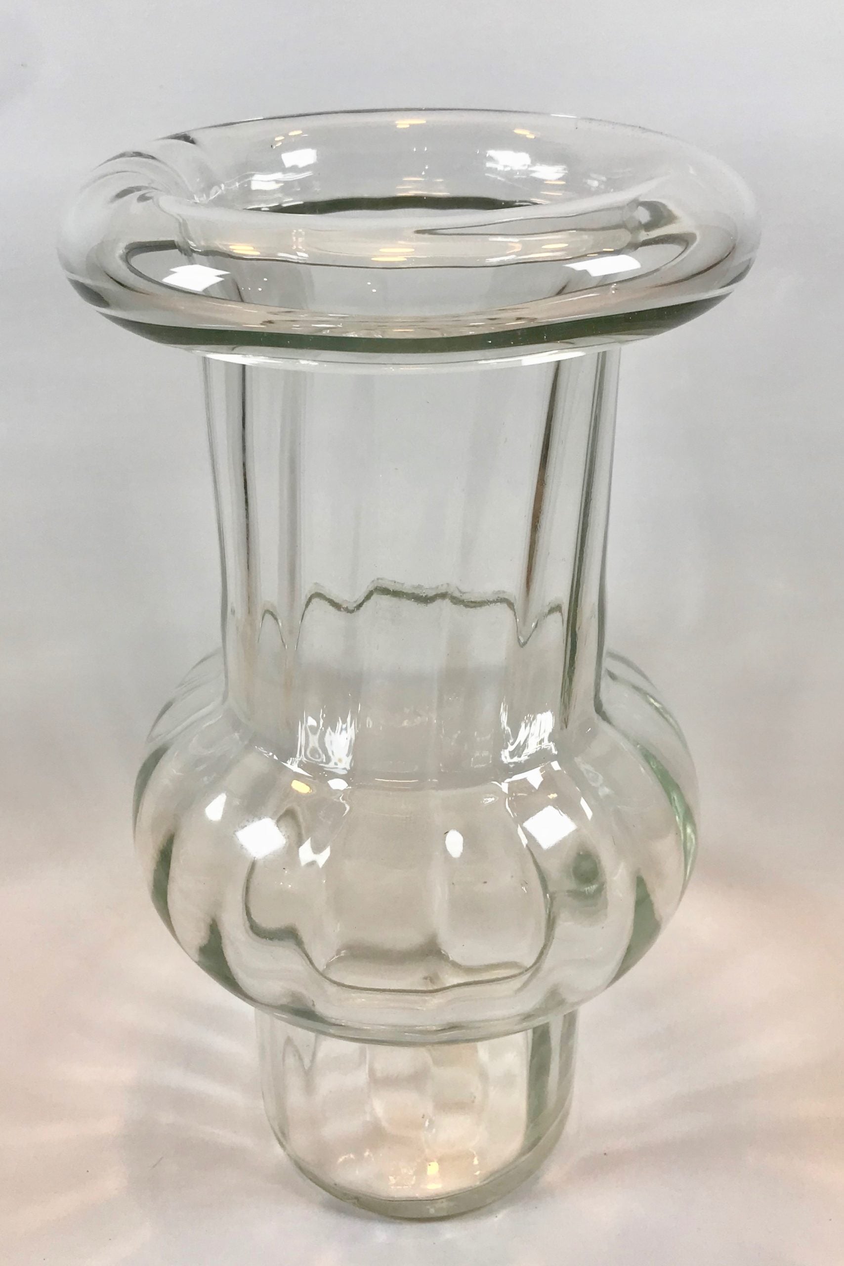 Clear Ribbed Glass Vase