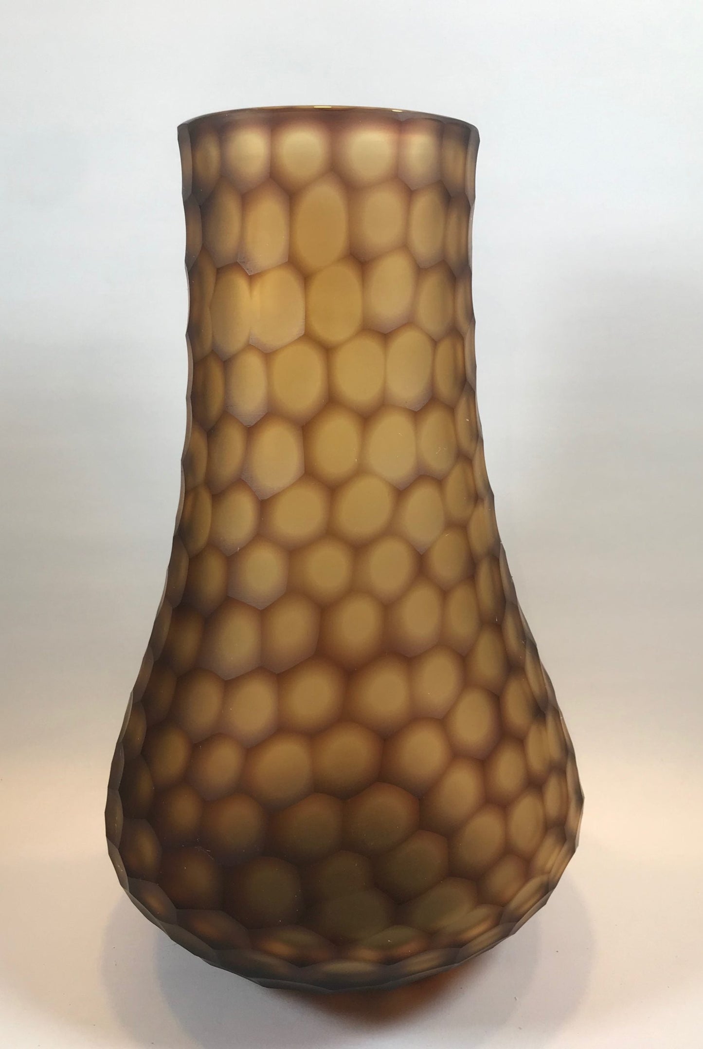 Carved Glass Vase Amber